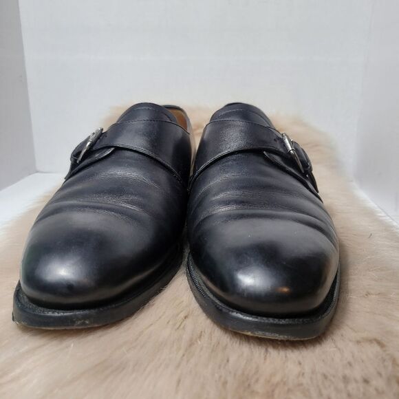 Ralph Lauren Mens Calf Monk Strap Black Leather Oxford Shoes Size 11 - Picture 2 of 12